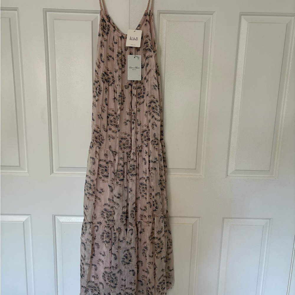 Elena Baldi BNWT Gold and Pink Halter Maxi Sundress